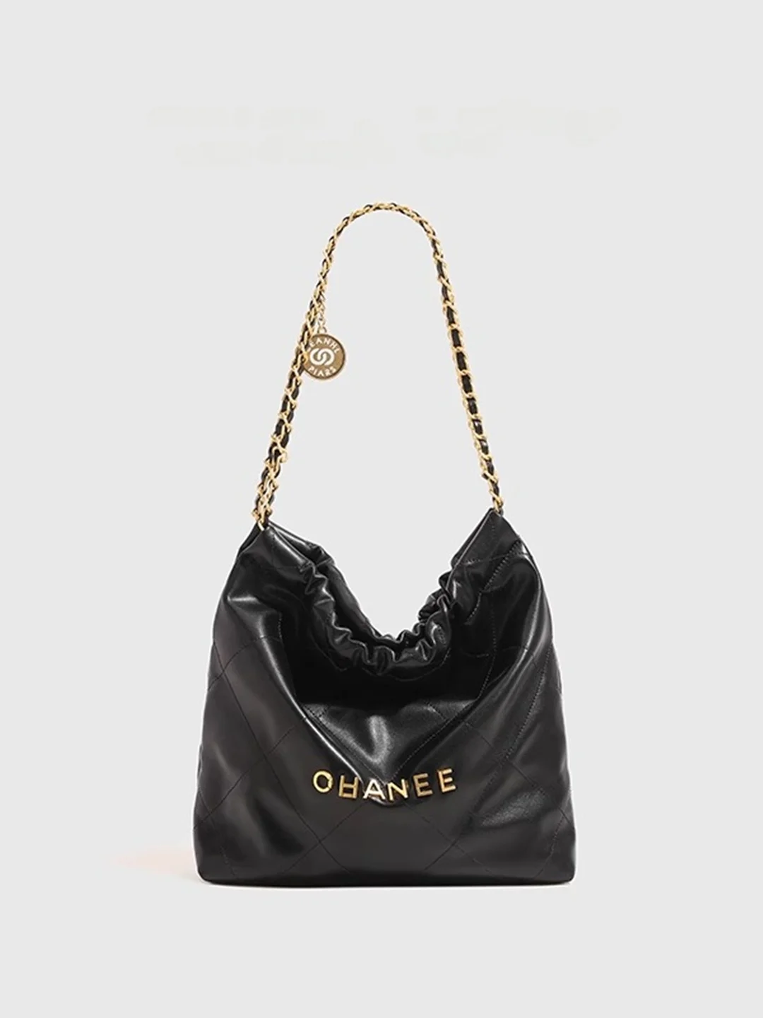 

Leather Tra Bag Women's Bag 2025 New Bla Versatile Diamond Chain Tote Bag Large Capaci Single oulder Armpit Bag