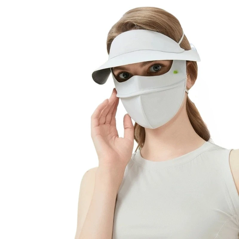 

Summer sun protection veil full face UV protection face with vinyl brim sun visor ice silk sun protection mask
