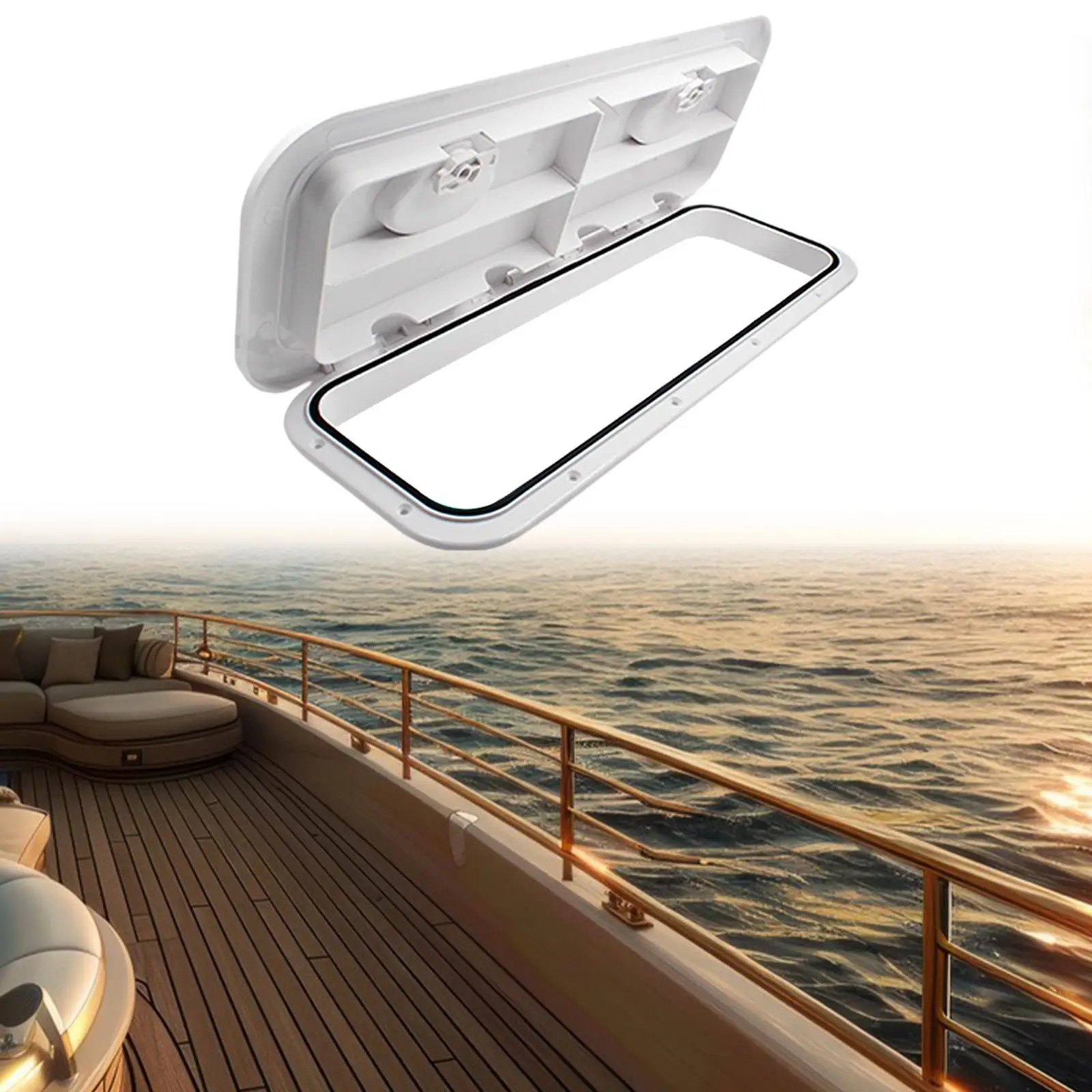 Marine Access Hatch Boat Hatch Lid Inspection Hatch Cover Rectangle White Convenient Assemble Replacement Plate Water Tight