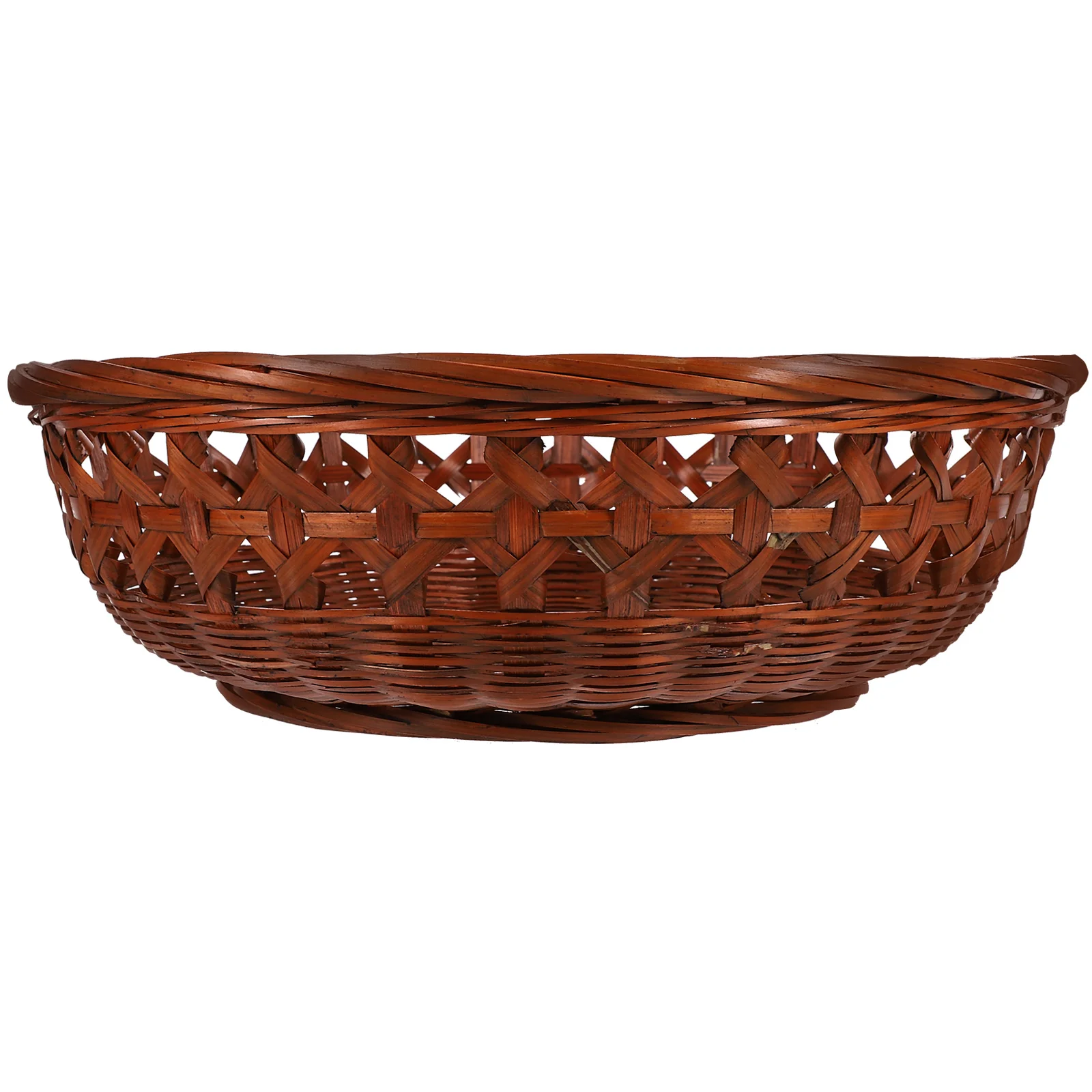 

Bamboo Woven Basket 27cm Retro Large Size Sturdy Base Crack Resistant Vegetable Fruit Storage Kitchen Organizer Clothes