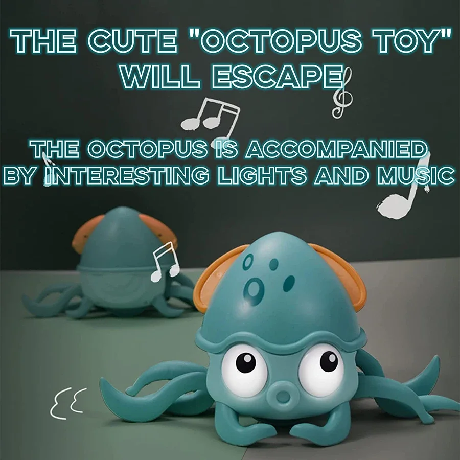 Kruipende Octopus Babyspeelgoed met muziek LED-licht Muzikaal speelgoed voor peuters Vermijd automatisch obstakels Interactief speelgoed voor kinderen