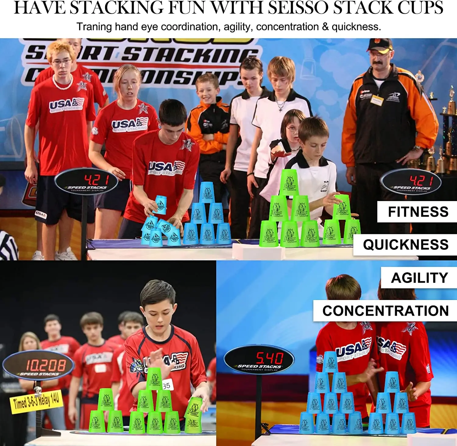 Quick Stack ถ้วย12ถ้วยเด็กคลาสสิก Stack ความเร็วการฝึกอบรมเกมของเล่นของขวัญเทศกาลสำหรับเด็กหญิงเด็กชาย