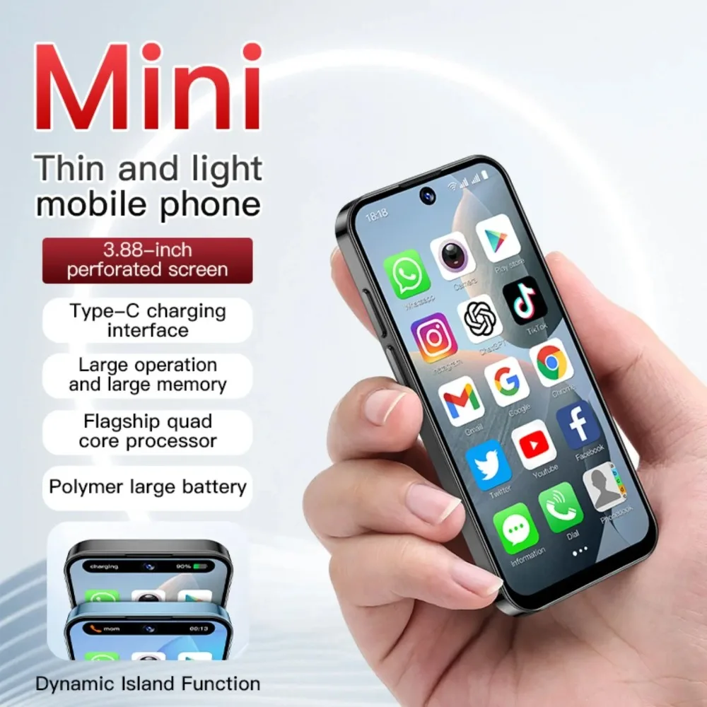 SOYES XS19 Mini Smartphone 3G Android 10.0 Dual SIM Standby 3.88‘’ HD 2GB+16GB 2000mAh Mobile Phone Type-C Cellphone Face Unlock