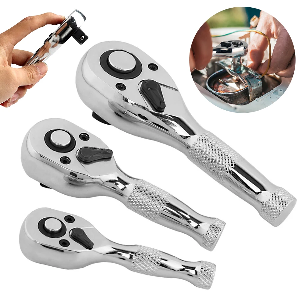 72 Teeth Quick Socket Mini Ratchet Wrench Spanner 1/4 3/8 1/2 Big Medium And Small Fly Two-Way Horns Short Handle Repair Tool