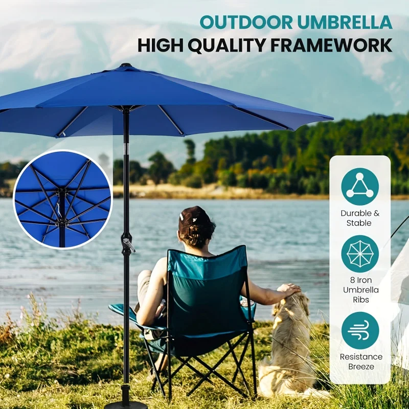 Outdoor Camping Umbrella，8Root Iron Rib，Solid Metal Structure，Sun Protection，Waterproof，Classic Color Matching，Suitable for All