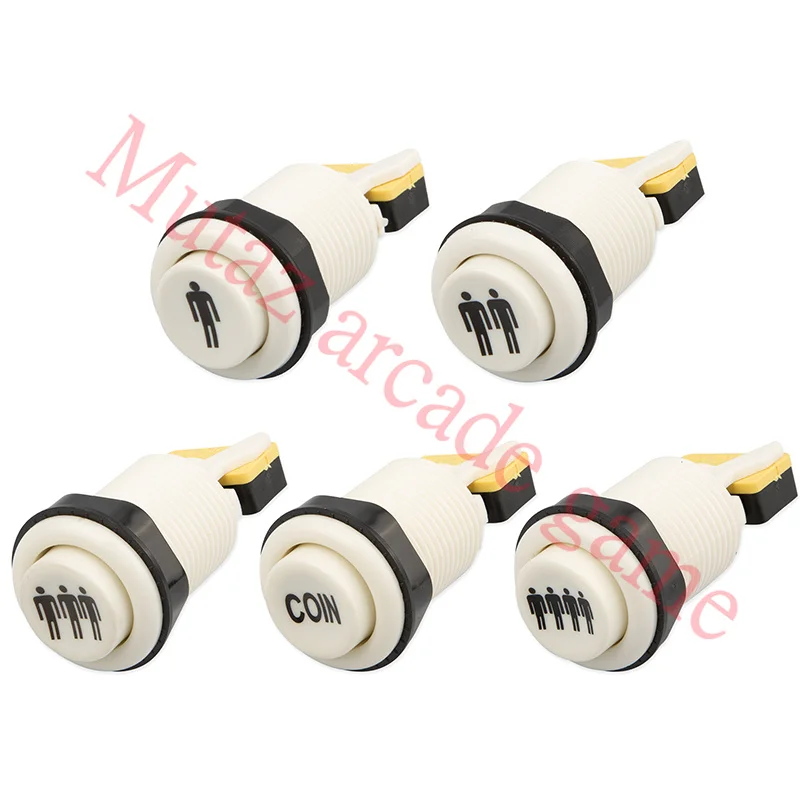 5PCS/White 3A 5A 12V 30mm Plastic Plane Round Machine Game Push Arcade Button Accessories