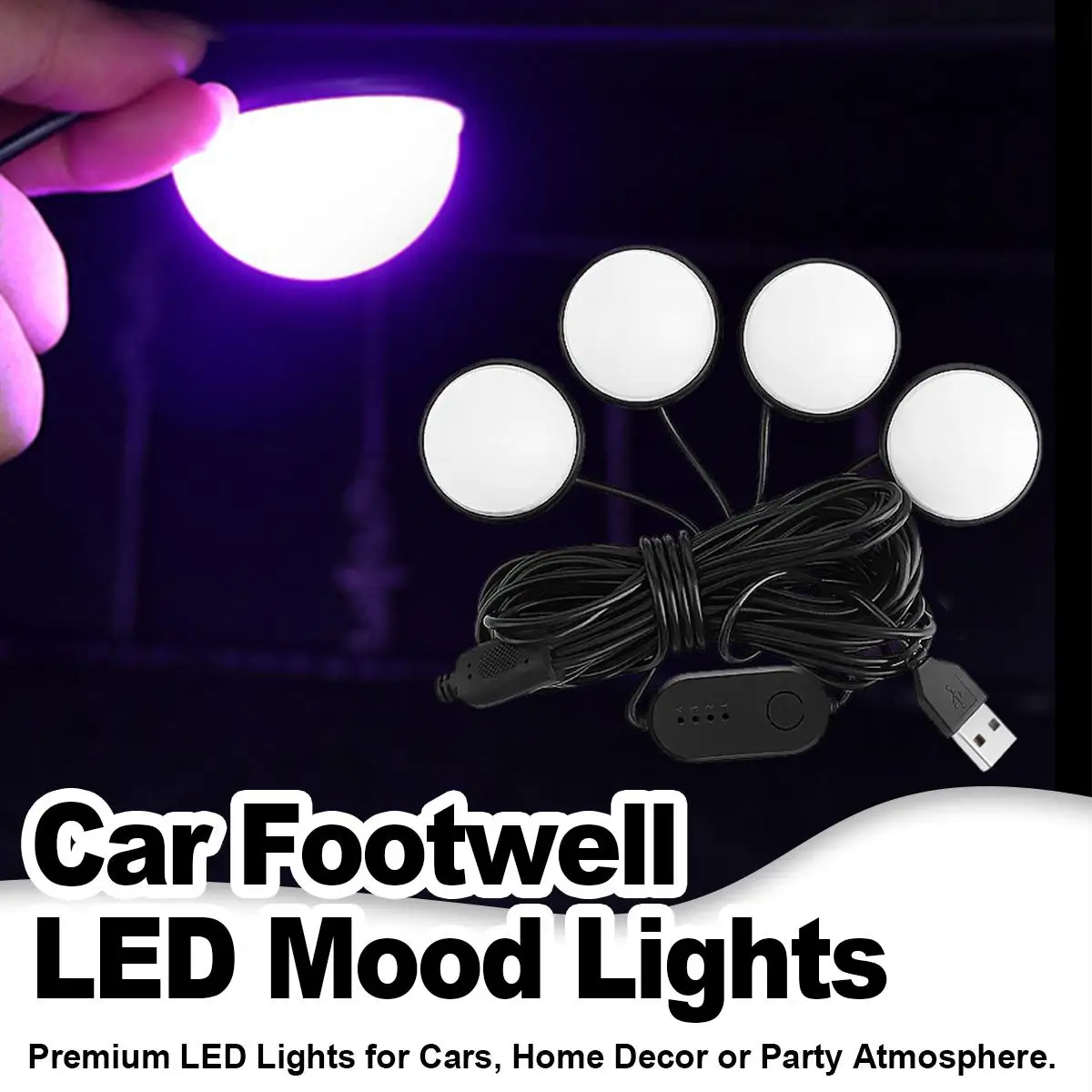 

Colorful Usb Led Car Foot Ambient Light Decoration Mood Back Backlight Atmosphere Interior Vehicle Accessories Lights Night Lamp
