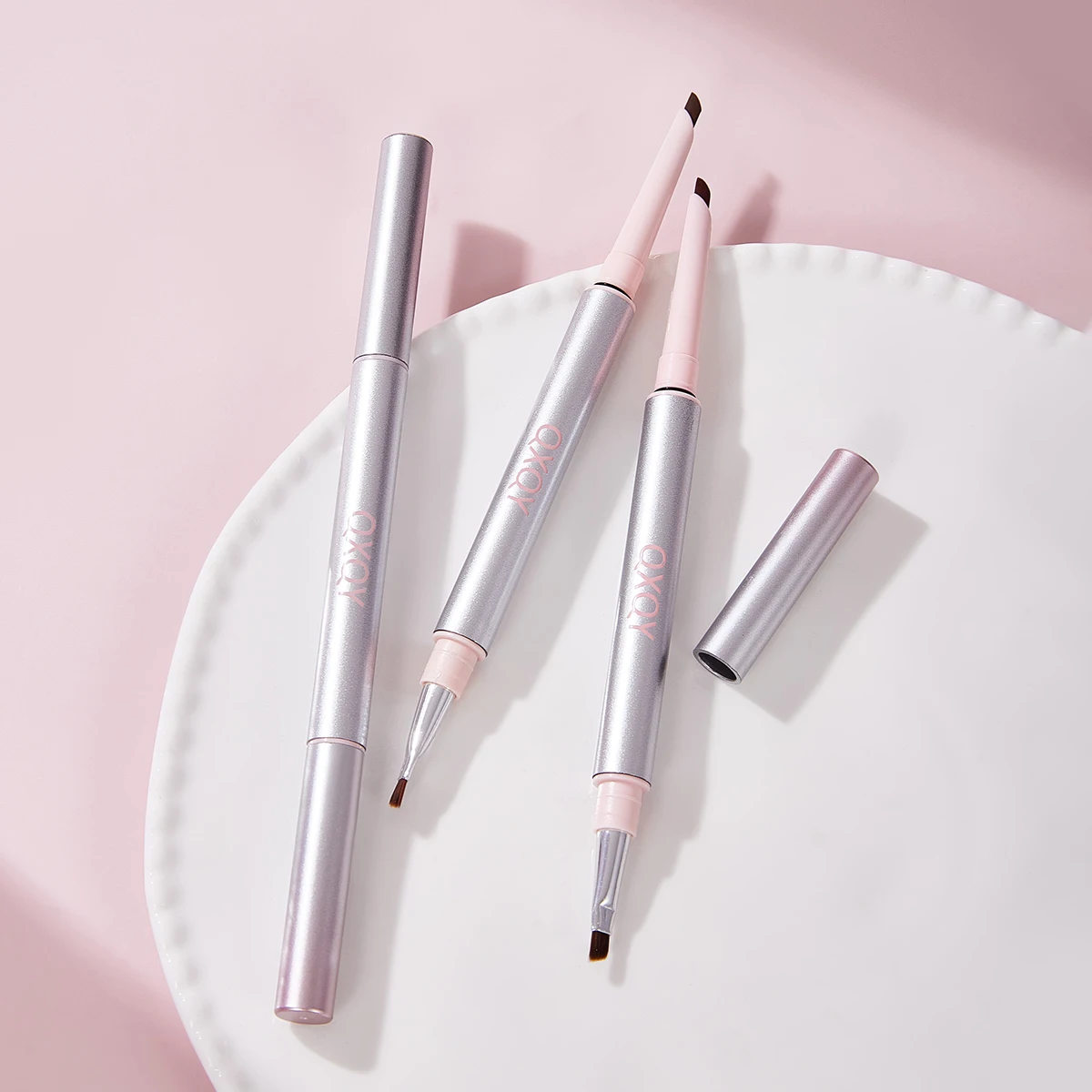 QXQY قلم تحديد العيون الجل الحريري الناعم 1 مم طرف رفيع مزدوج الأطراف مع فرشاة مزج مقاومة للماء وعين مكياج طويلة الأمد #6