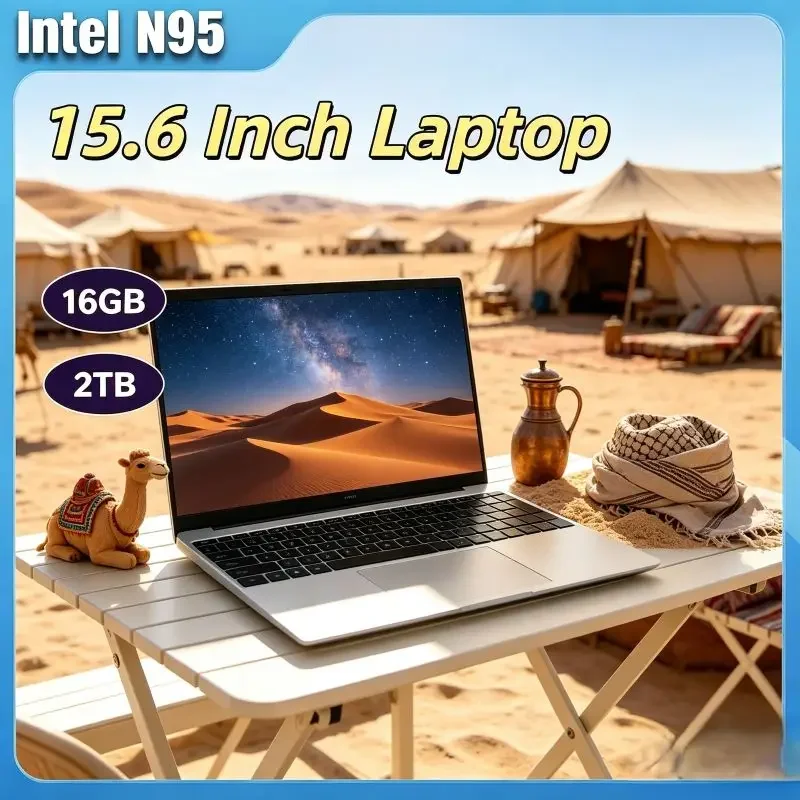 

15.6 Inch Premium Laptop, Fluid 120Hz IPS Display, Intel N95 , 32GB RAM 2TB, Stable 5000mAh Battery for Continuous Usage
