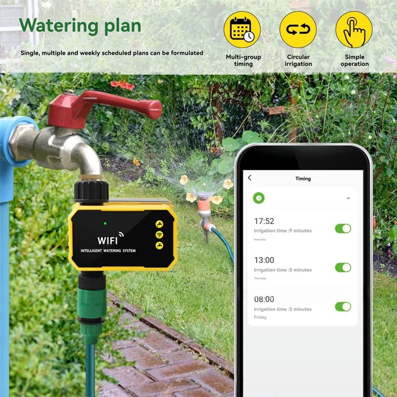 M13K-Solar Wifi Sprinkler Timer Remote App Control Automatic Watering Artifact Garden Irrigation Controller