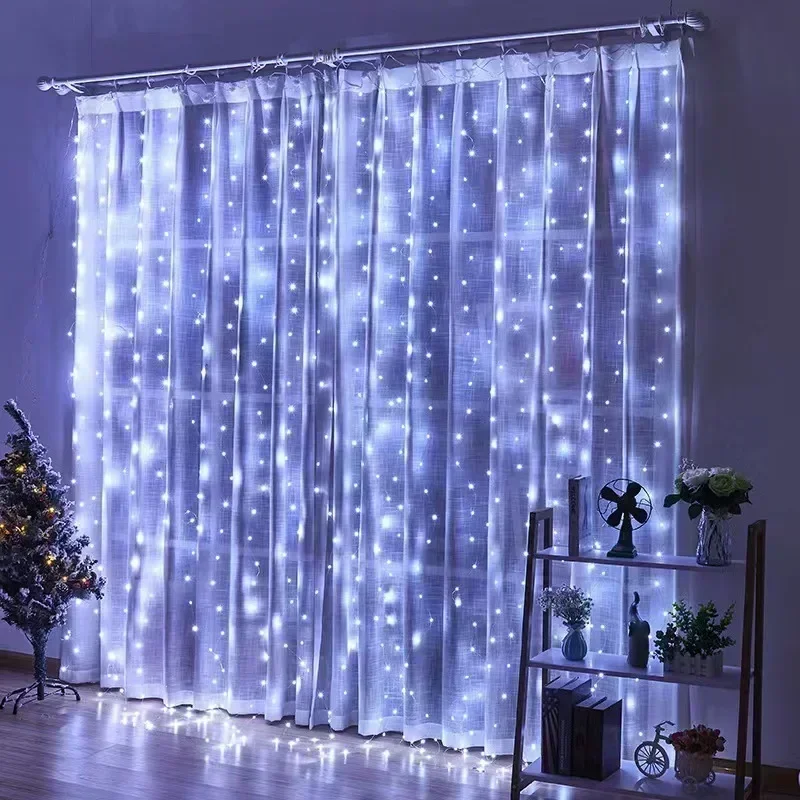 6x3M/3x3m Curtain Garland Window Battery Power Fairy Lights Wedding New Year Festoon with Remote Led Lights Christmas Decor
