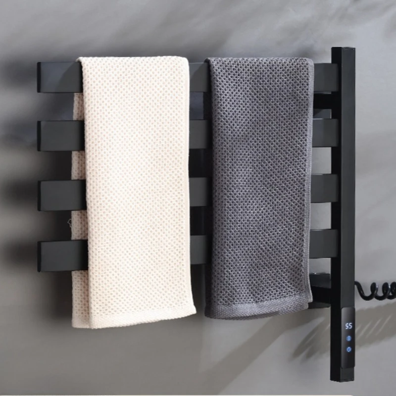 Electric Heated Towel Rail Bathroom Heater Thermal Towel Rack Thermostat Timer Towels Warmers Wall Mounted Bath Dryer Holder