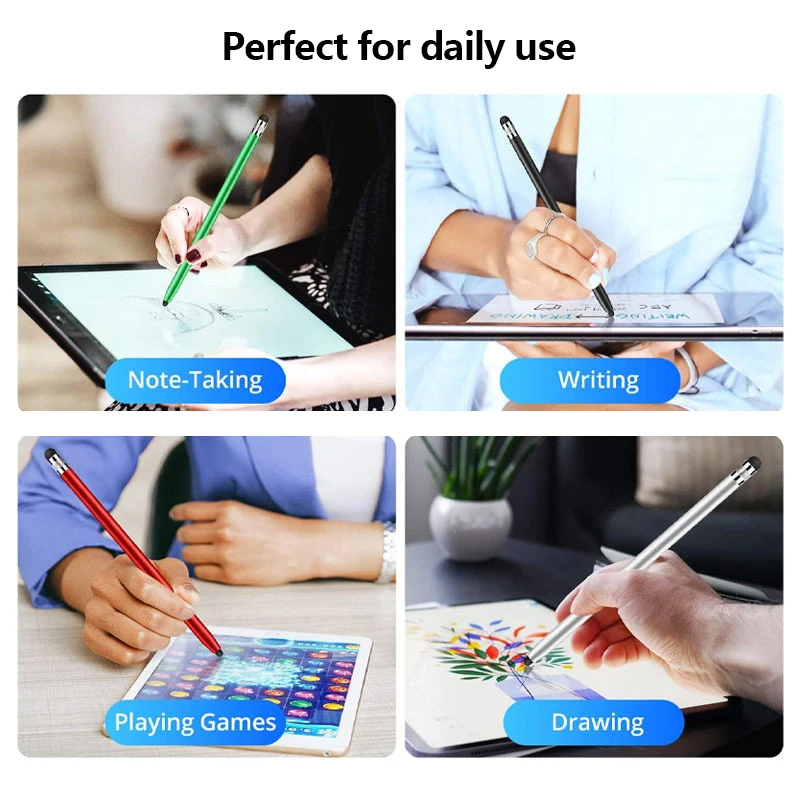 High Quality Universal Pencil Double Silicon Head Touch Capacitive Screen Stylus Caneta Capacitive Pen For Tablet Smartphone