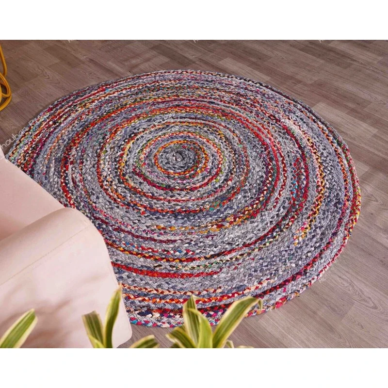 

Handmade Multicolor Cotton Round Rug Circle Area Rug Home Décor Rug