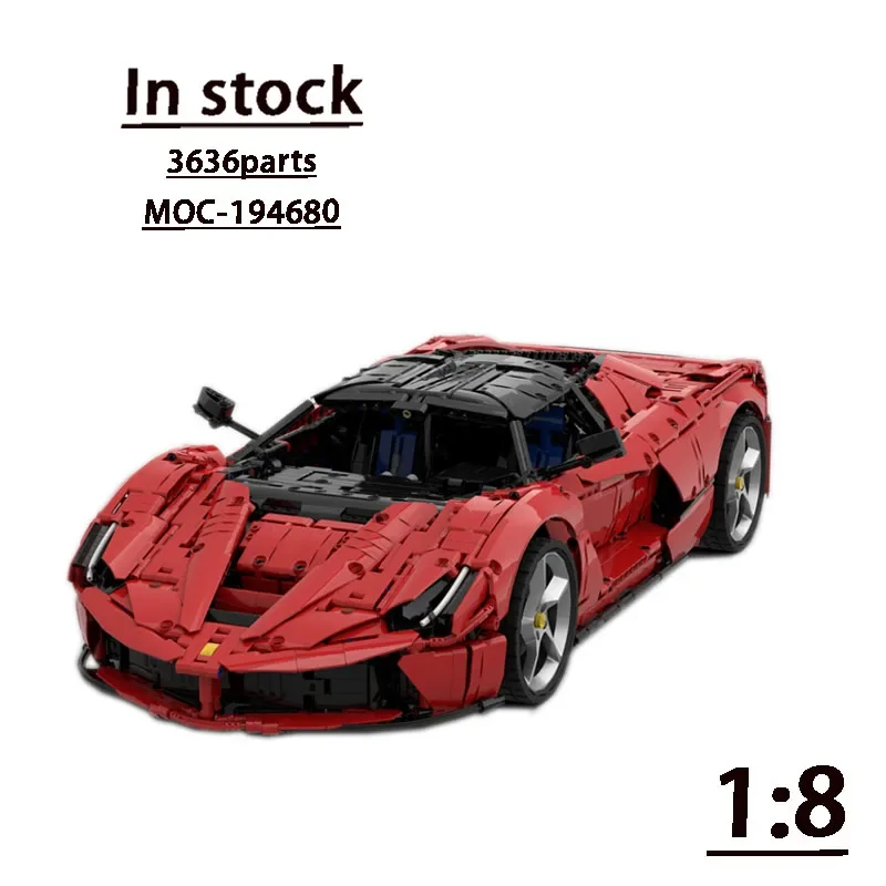 MOC-Red Supercar Series Building Block Toy para meninos, MOC-194680, Modelo 3636 Peças, Aniversário Educacional Criativo, Novo