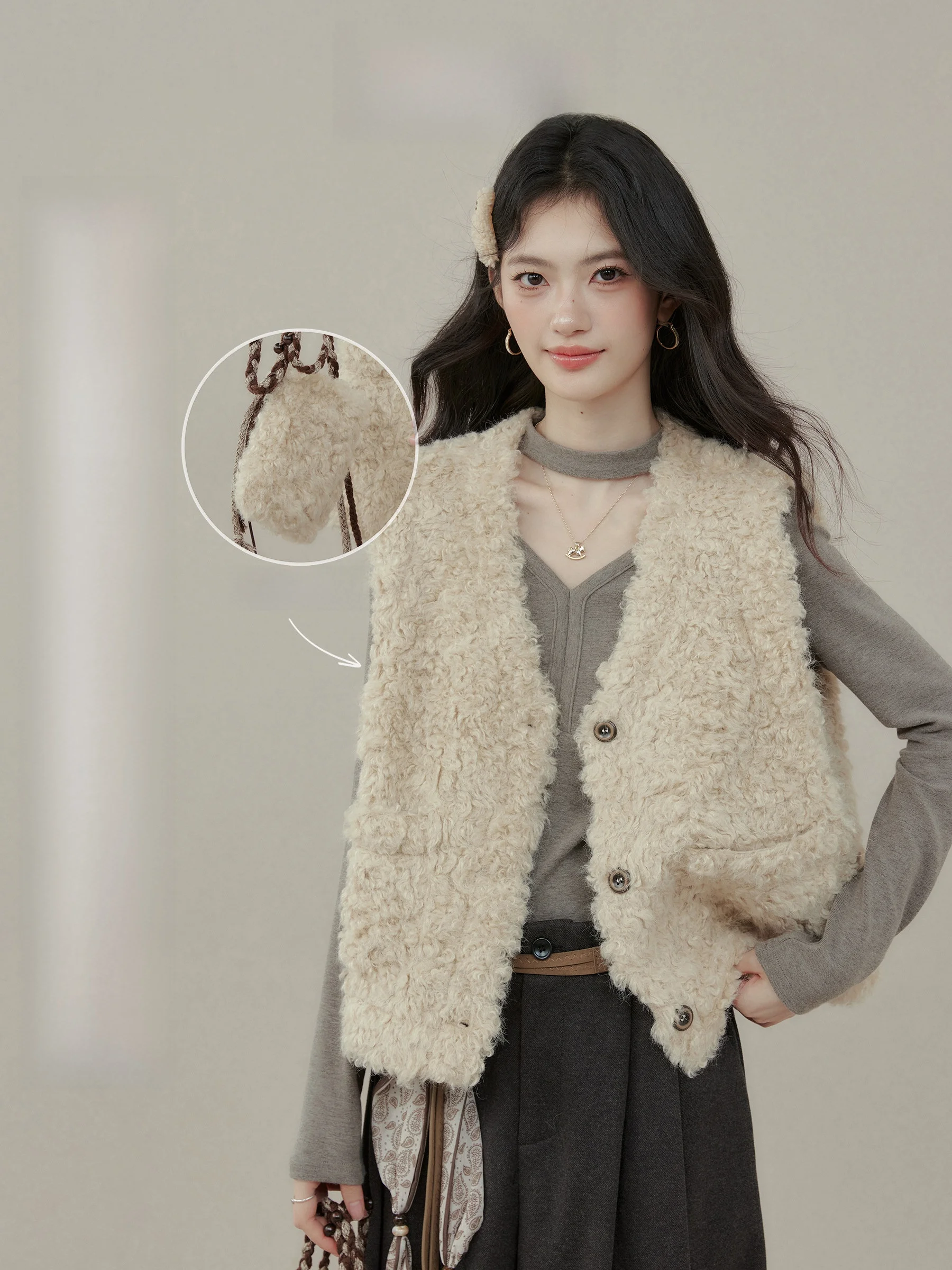 

Sanan Hui Xiang женский кожаный меховой жилет Jaet свободный Sle осень-зима Новое поступление встроенный дизайн V-Ne ort Length