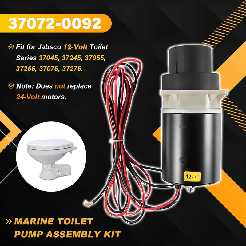 37072-0092 Marine Toilet Pump Assembly Kit Fit for Jabsco 12-Volt Toilet series 37045, 37245, 37055, 37255, 37075, 37275