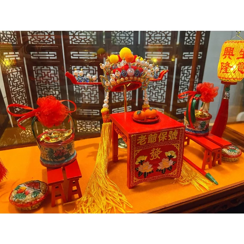 Mini God of Wealth Hat Bamboo Lantern Eight-Immortal Table New Year Festival Gift Ornament