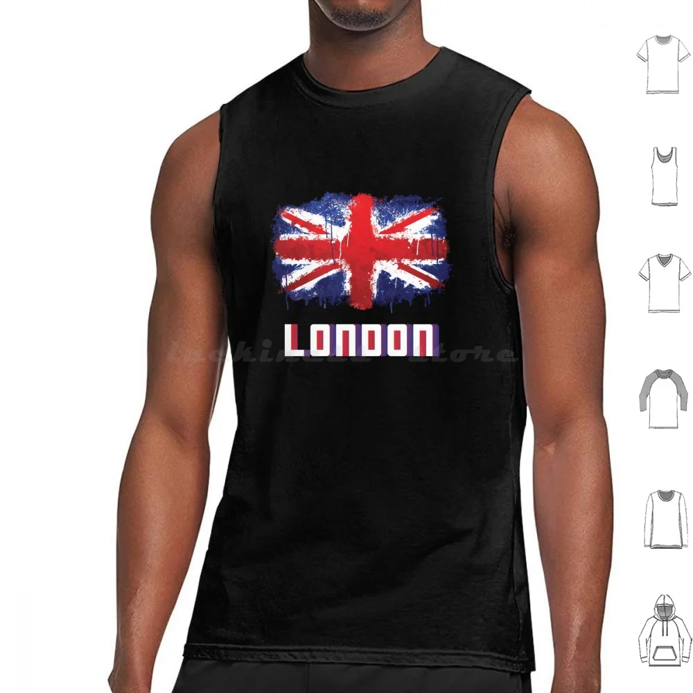London England British Union Jack Flag Tank Tops Vest Sleeveless London England English Britain British United Kingdom Uk