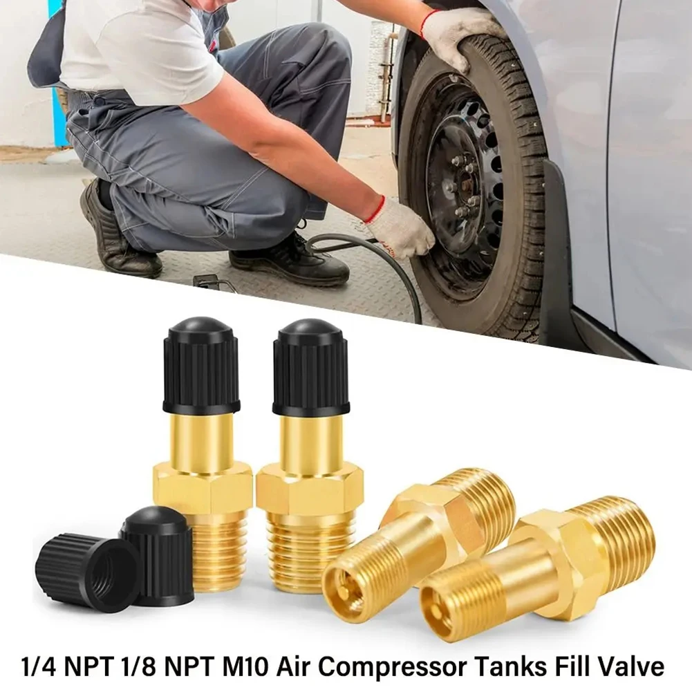 1/4 NPT 1/8 NPT M10 Air Compressor Tanks Fill Valve Brass Valve Tire Valve Core Filling Valve For Inflation Sealing Deflation