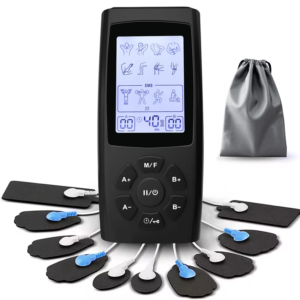 Home Use Tens Ems Body Plus Massager 28 Modes Muscle Stimulator Electric Physical Dual Output Therapy Pain Relief Equipment