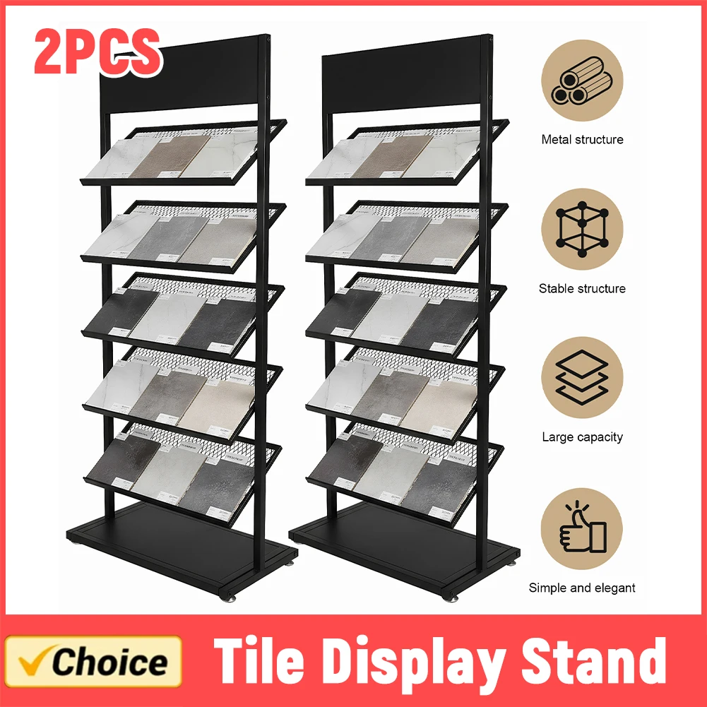 

2PCS Wood Flooring Display Rack Large Capacity Building Material Swatch Holder 5-Tier for Trade Show Vendor Events
