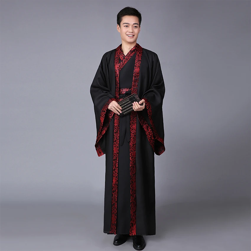 Terno Tang chinês tradicional para homens, roupas cruzadas, vestido longo Hanfu, vestes de palco de anime cênico Cheongsam Cosplay Traje