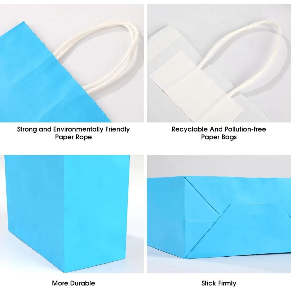 32Pcs Kraft Paper Gift Bags with Handles, 5.25x3.25x8.25 Inches, Rainbow Assorted Colors for Birthday Party Favors, Baby Shower, Wedding view 5