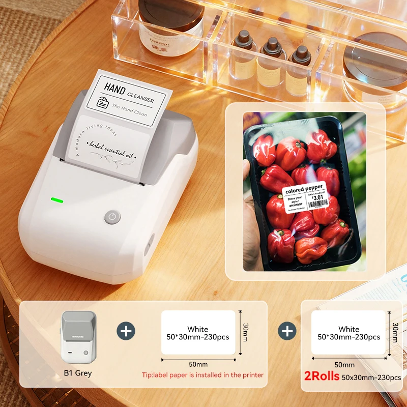 Niimbot B1/B1 PRO Thermische Labelprinter Bluetooth Pocket Label Maker Barcode QR-code Zelfklevende sticker Etiketteermachine - afbeelding 1