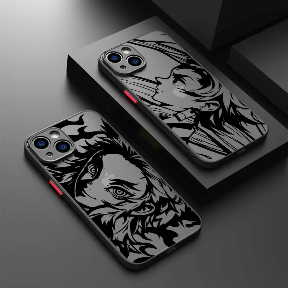 Demon Slayer Kimetsu No Yaiba Phone Case for Apple iPhone 15 Pro Max 13 14 Plus 12 Mini 11 Pro XR 8 SE 7 XS MAX Matte Cover