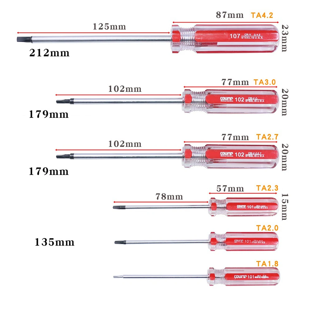 Kit de herramientas de reparación de acero de vanadio, destornillador Triangular de precisión, extracción de tornillos, herramientas manuales triangulares A1.8/2,0/2,3/2,7/3,0/4,2mm