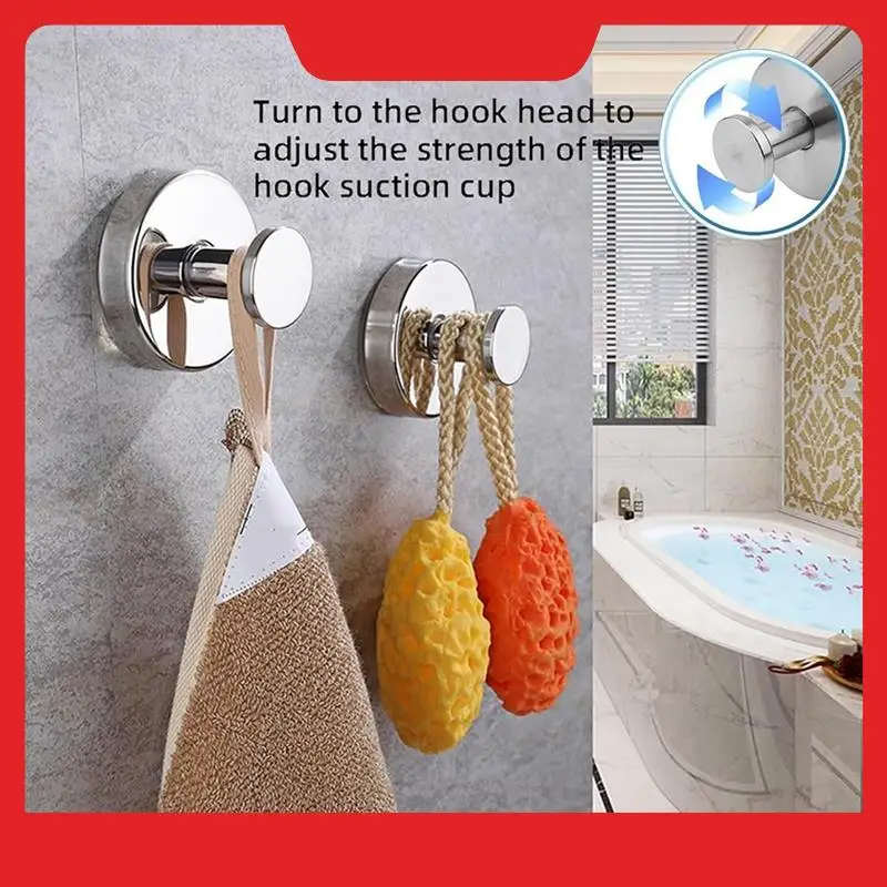 Suction Cup Hook Stainless Steel Drill-Free Shower Window Hook Bathroom Waterproof Removable Towel Hook Shower Wall Hook