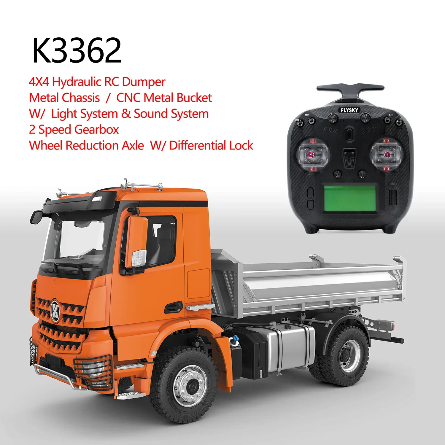 4*4 Hydraulic  Dump Truck Kabolite K3362 Hydraulic  Dump Truck 1/14 Scale Remote Control Truck Simulation Model HUINA K3362