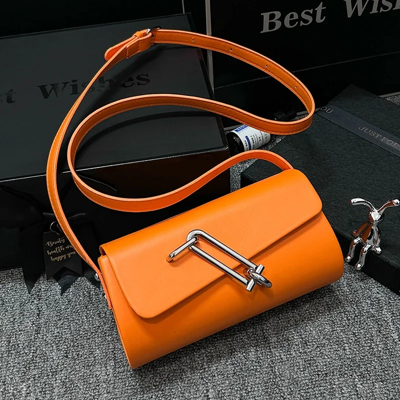 Green Orange Bag For Women Fashion Shoulder Bag Solid Pu Leather Handbag Designer Saddle Crossbody Bag Small Handbag Brand