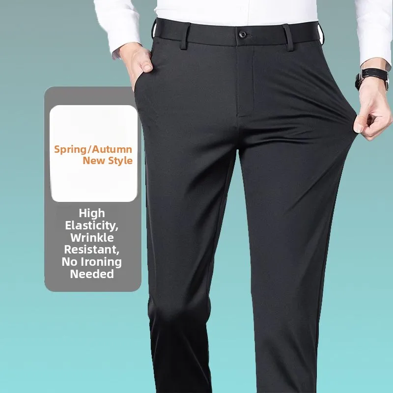 

Мужские повседневные брюки прямого кроя из эластичного хлопкового бленда, устойчивые к сминанию, для осени