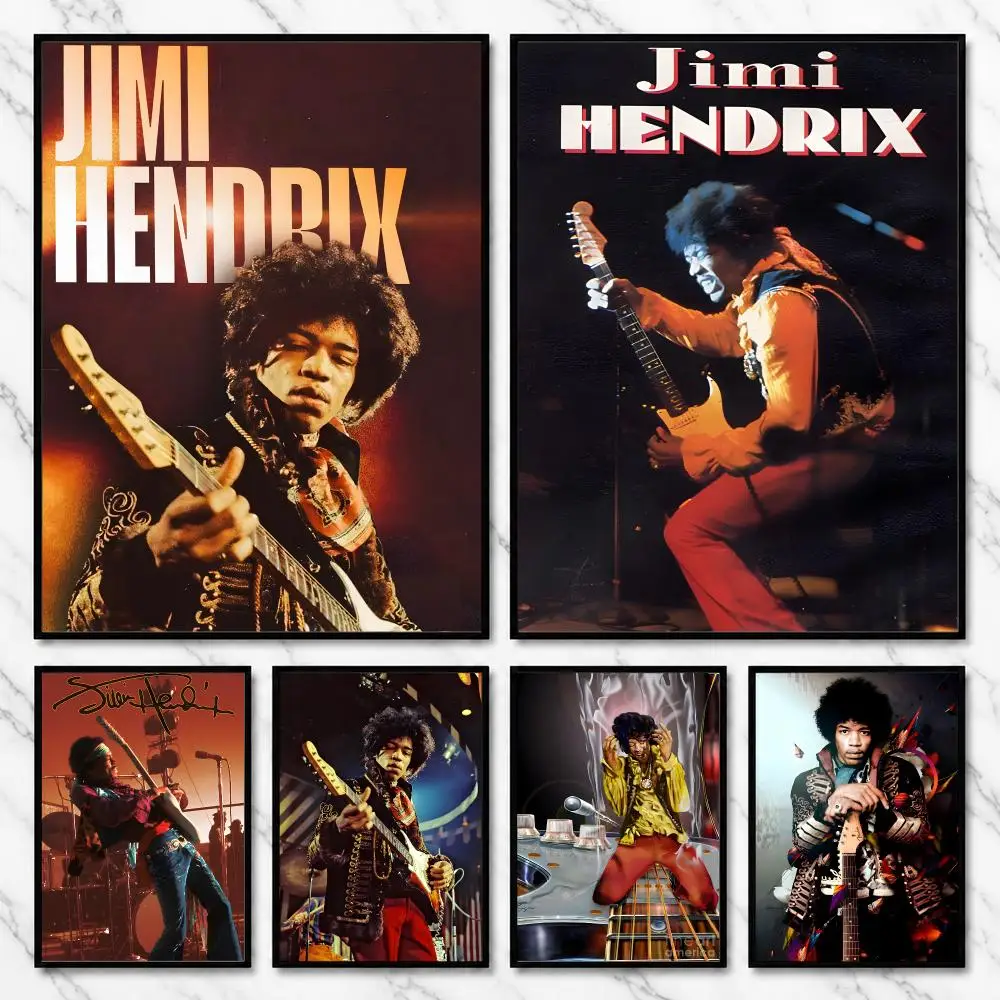 Jimi Hendrix 1960s Psychedelic Blues Guitar Legend Poster Self-Adhesive Unframed Fashion Wall Prints for Office & Home Decor