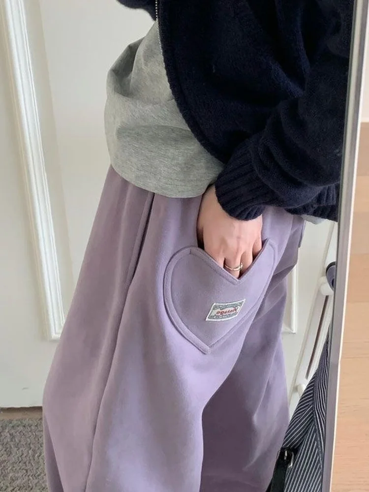 

Женские брюки Dopne Gentle Wind Heart с высокой талией, широкими штанинами, осенне-зимние, утепленные, свободные, струящиеся, прямые брюки