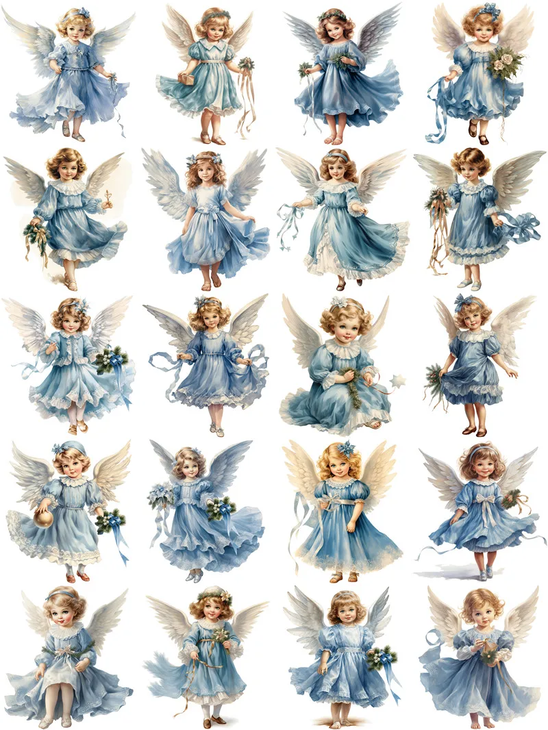 Angel girl in blue dress Stickers Crafts And Scrapbooking stickers kids toys book Decorative sticker DIY Stationery