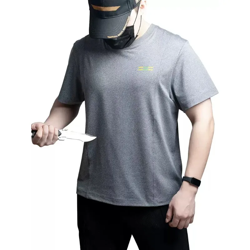 Anti‑stab Anti‑cut Short‑sleeve T‑shirt Built‑in Protective Chip Quick‑dry Breathable Invisible Security Undershirt for Duty