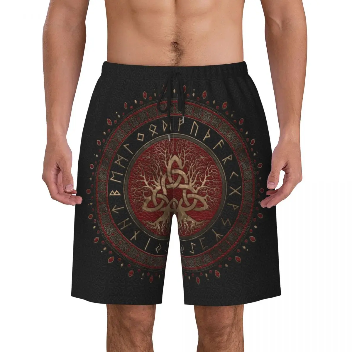 Tree Of Life With Triquetra Boardshorts Quick Dry Board Shorts Viking Norse Yggdrasil Swim Trunks Swimwear Suits