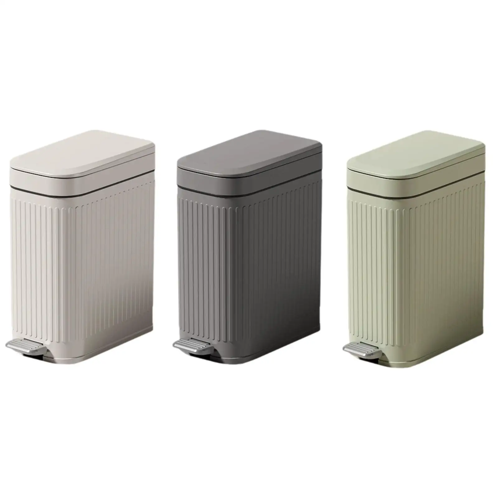 Small Bathroom Trash Can with Lid and Foot Pedal PP Material Wastebasket Rectangle Garbage Bin for Home Office Study