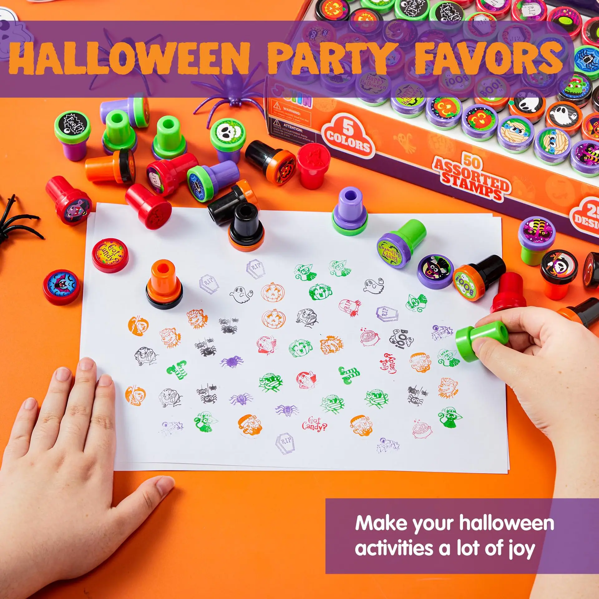 Halloween stamps for children, small reward stamps, kindergarten encouragement and praise, party toy, 6PCs