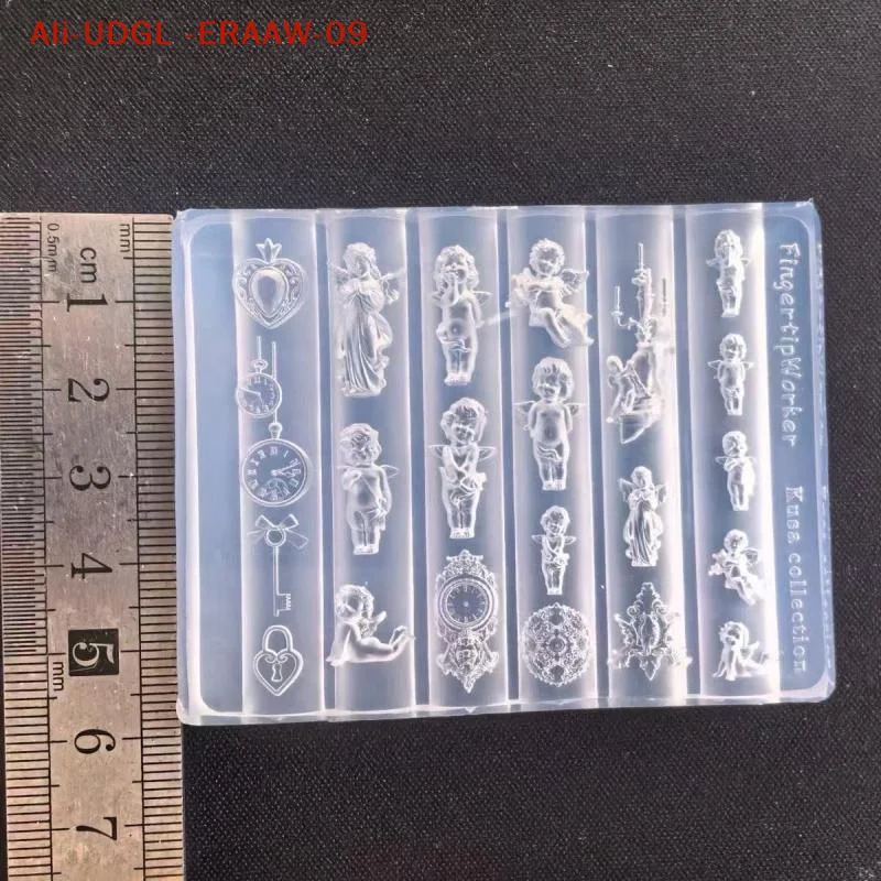 Heart Lock and Angel Clock 3D Nail Art Silicone Mold; Nail Stamping Plates for DIY Manicure Designs