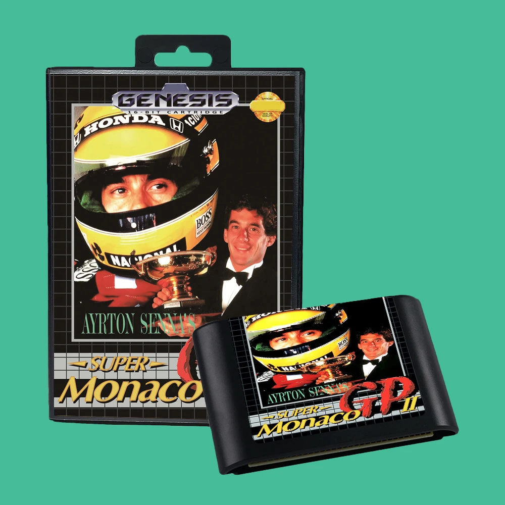 Ayrton Senna's Super Monaco GP II USA Game for SEGA Mega Drive Genesis 16 bit Consoles Game Cartridge Box Manual