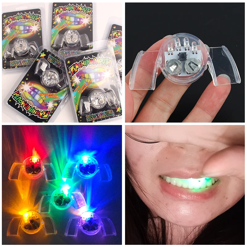 1PC Novelty Glow Tooth LED Flashing Light Toy Flash Braces Mouth Piece Kids Children Light-up Toys Festive Party Supplies