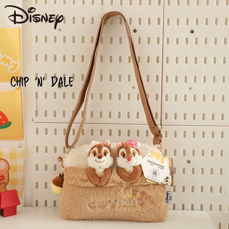 New Disney Kawaii Anima Chip Dale Plush Handbag Cute Sweet Cartoon Crossbody Bag Lovely Shoulder Storage Bag Gifts For Girls