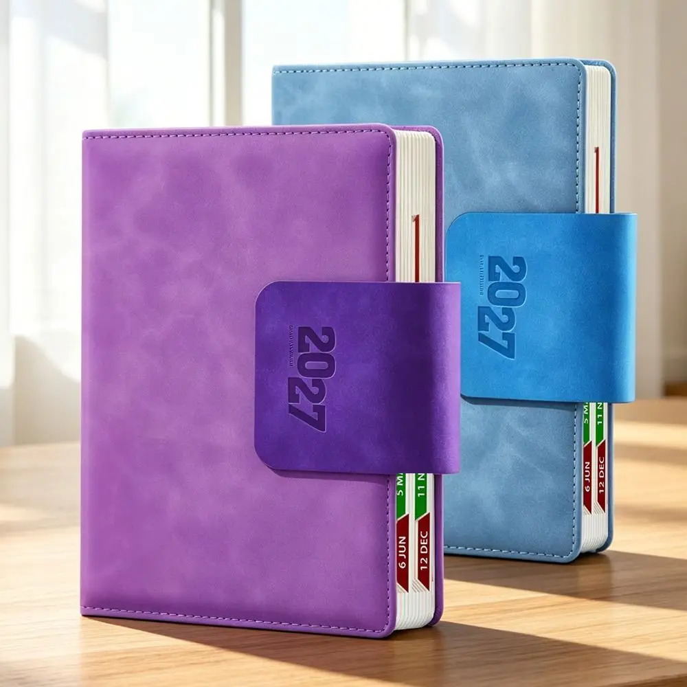 Portable A5 2027 Agenda Book To Do List Planner Reminder Schedule Book Textured PU Planner Notebook Gift Giving