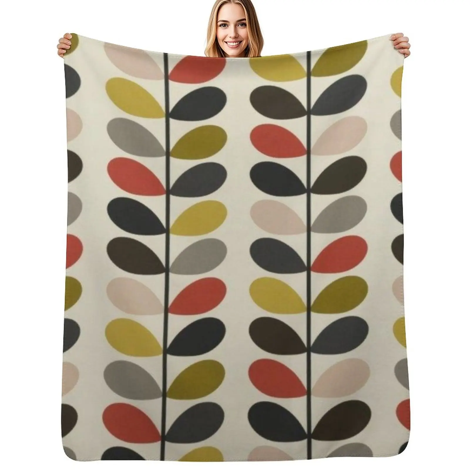 

orla kiely multi stem,kiely pattern, orla kiely design,colorful multi stem ,No.2, Throw Blanket Polar Decorative Beds Blankets