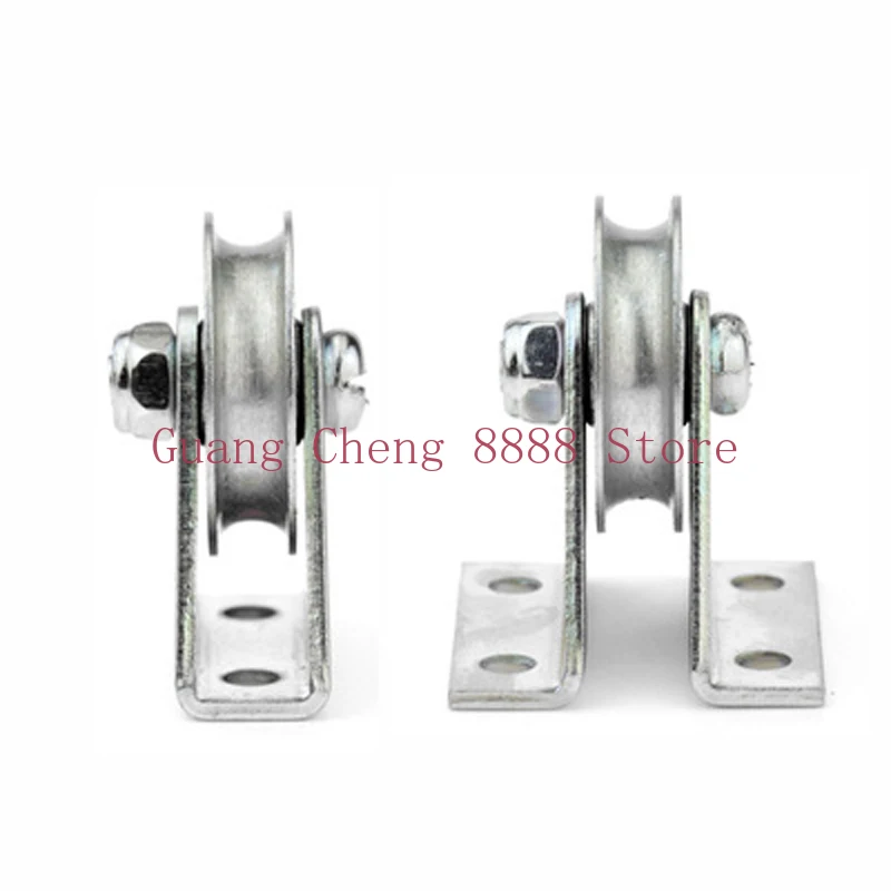 1pc U-Type Stainless Steel Pulley Block Mute Bearings Groove Sliding Roller Track Wheel