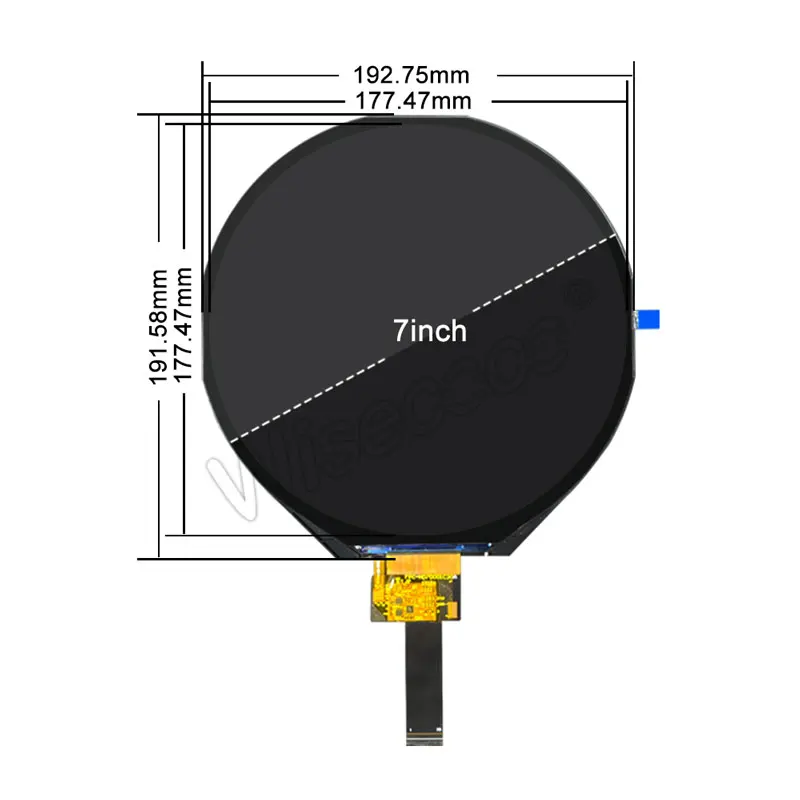 7 Inch Circular LCD Video Player Display 1080x1080 Round Screen USB SD Card Multimedia Playback Board for Product Showcase